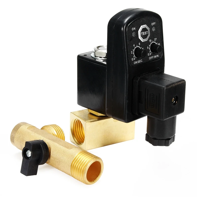 

1/2 Inch DN15 Electric Timer Auto Water Valve Solenoid Electronic Drain Valve for Air Compressor Condensate DN15 Electronic Drai