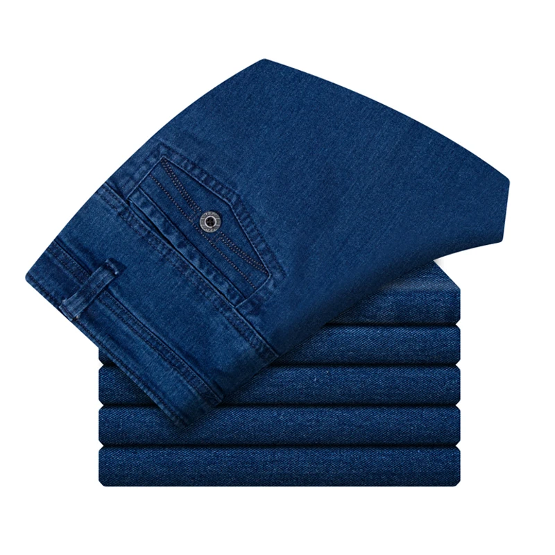 Medium Blue Новые трендовые джинсовые брюки мужские однотонные синие эластичные облегающие мужские джинсы деловые повседневные джинсовые брюки мужские узкие джинсы классический стиль - Цвет: Medium Blue