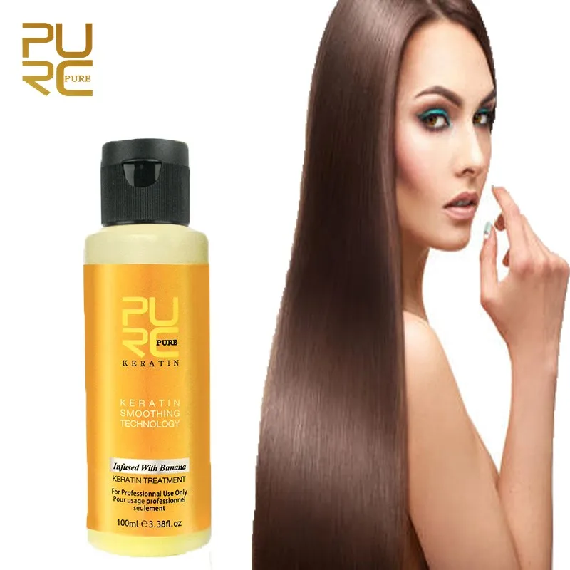 

PURC 100ml Banana-flavored Brazilian Keratin Hair Treatment Repair Damage Frizzy Hair Strengthen Hair Toughness Elasticity TSLM1