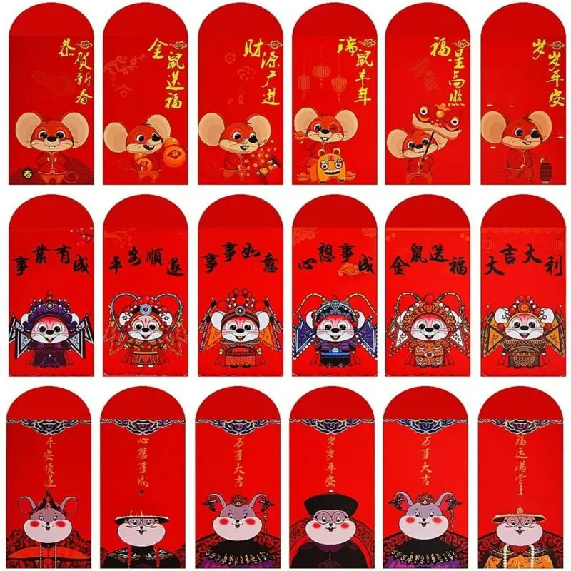 2020 Rat Year 6 pcs China New Money Red Gift Bags Packets Creative Chinese Packet Envelope | Дом и сад