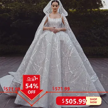 شراءرومانسية العربية الكرة ثوب الخرز الدانتيل فساتين الزفاف مع الحجاب الطويل رداء دي ماري المملكة العربية السعودية الزفاف زي العرائس مع كيب