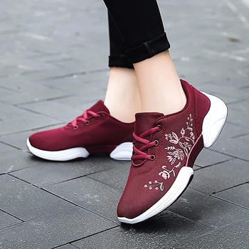 

Woman Causal Shoes Mesh Brand Embroidery Shoes Moccasins Lace-up Rubber Bresthable Sneakers Woman Sapato Feminino Flats Loafers