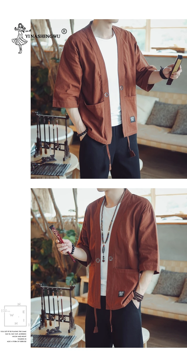 Yukata мужской Кимоно Кардиган для мужчин японские кимоно Топ пальто кимоно костюм для косплея с принтом азиатская одежда летние пляжные повседневные рубашки
