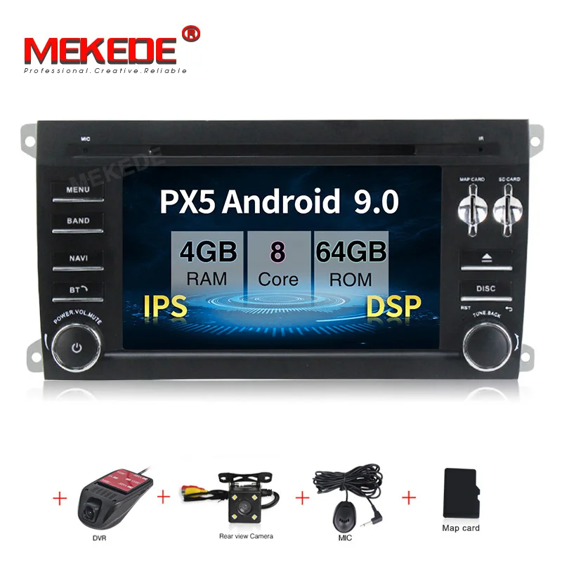 CAR DVD CAMERA DVR HD ips DSP 2 Din Android 9,0 автомобильный DVD мультимедийный плеер gps навигация для Porsche Cayenne 2003-2010 радио fm стерео головное устройство - Color: CAR DVD CAMERA DVR