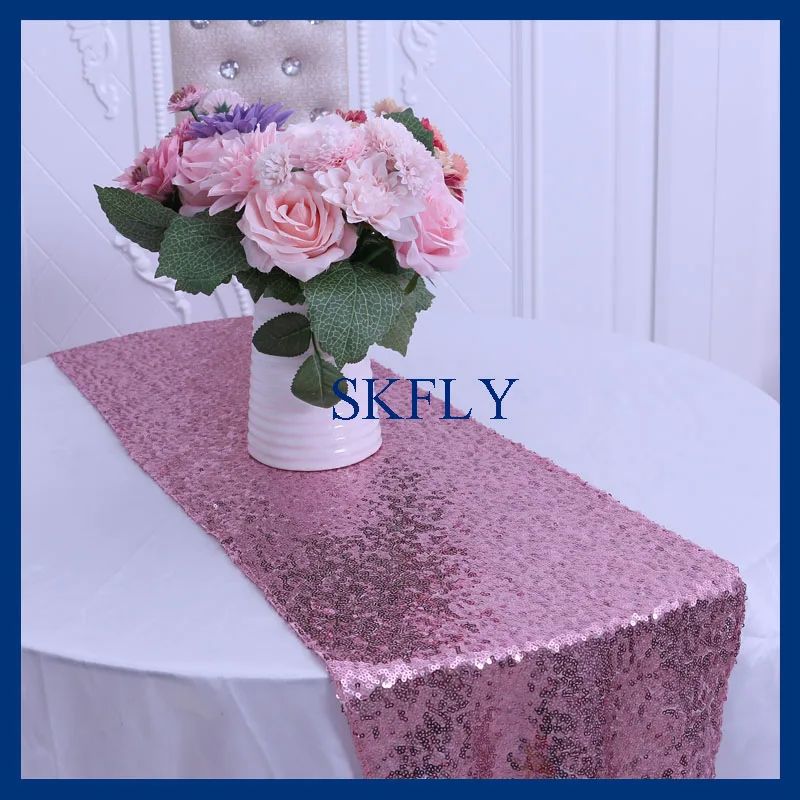 rose pink RU022A узор Горячая на заказ свадебные Необычные серебряные Популярные блестящие розовые золотые Цветочные блесток настольная дорожка - Цвет: rose pink