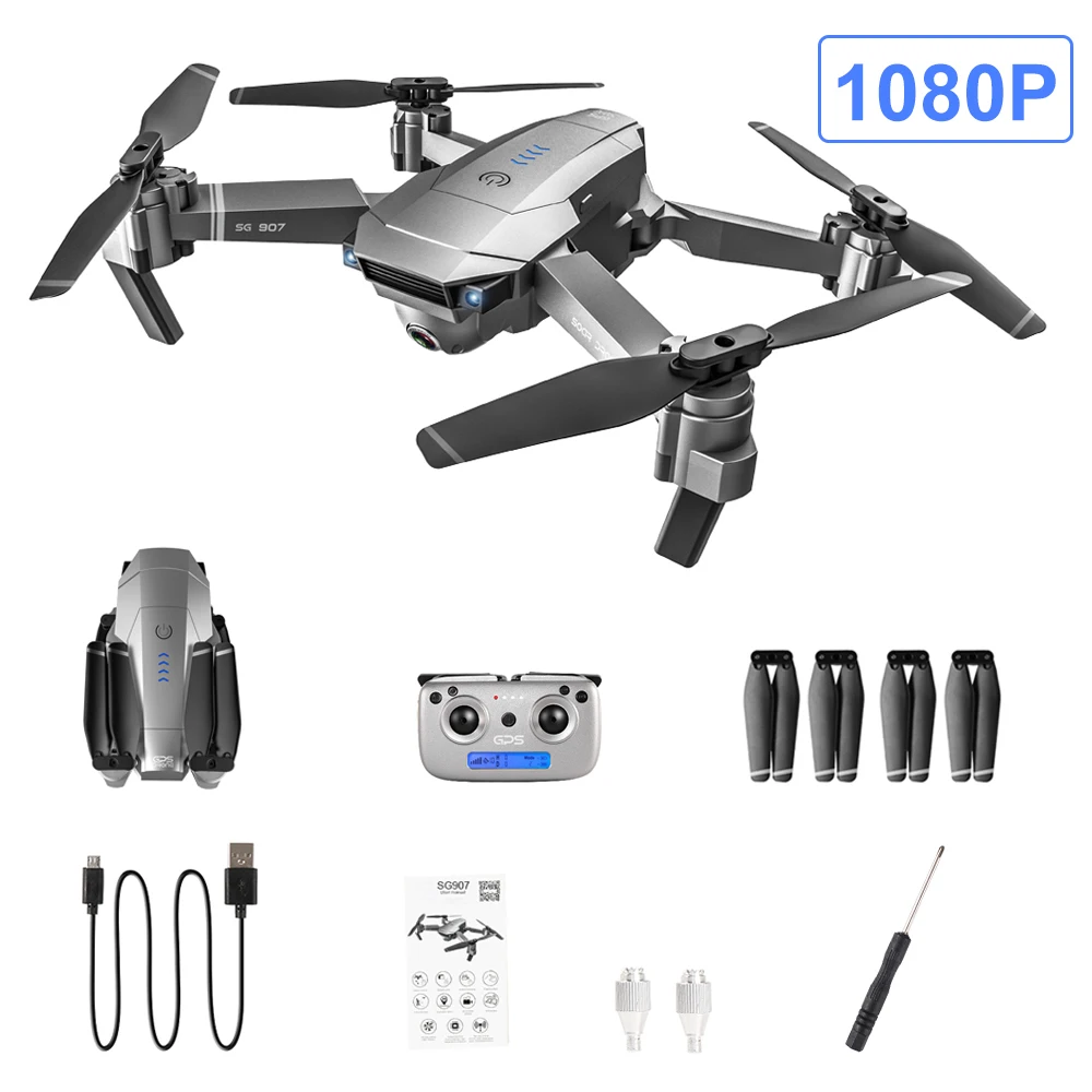 $92.71 SG907 5G 1080P HD GPS RC Quadcopter Dual Camera Gesture Photo Video Foldable Drone Graphic Carton