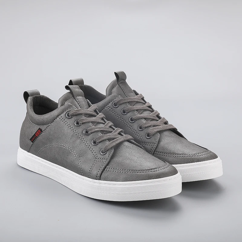 Popular Walking Shoes For Men Brand Designer Pu Leather Men Shoes Wearable Men Flats Sneakers Rubber Bottom Black Casual Shoes