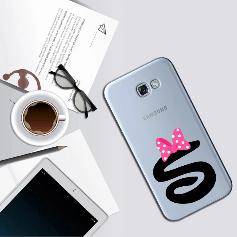 TPU Модный чехол с надписью Monogram s 26 алфавит бант мягкий ТПУ чехол для телефона для samsung S6 S7 EDGE S8 S9 S9 PLUS - Цвет: TPU