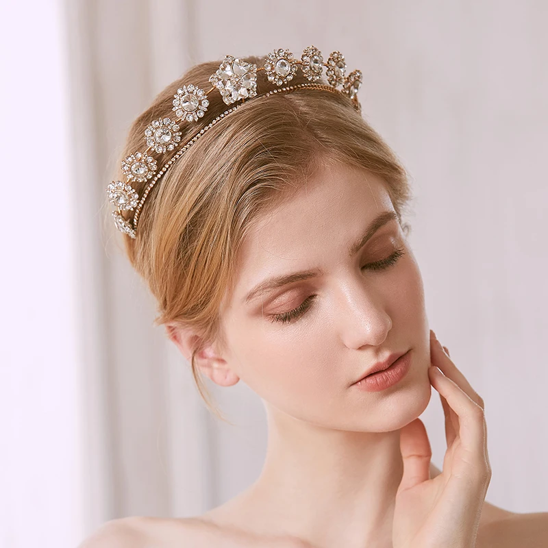 Rhinestone Flower Crown Bridal Tiaras and Crowns Wedding Hair Accessories for Women Hair Jewelry Party Bride Headpiece Gift