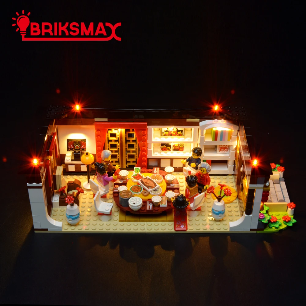 BriksMax светодиодный светильник в комплекте для китайского новогоднего ужина строительные блоки модельное освещение комплект совместим с 80101