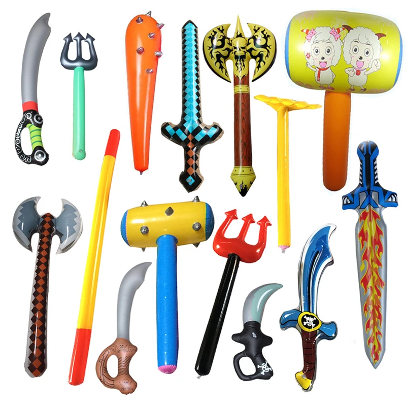 New Pvc Inflatable Knife and Fork Sword Stick Weapon Hammer Sword Stick Axe Props Children's Toys Birthday Gift Balloon