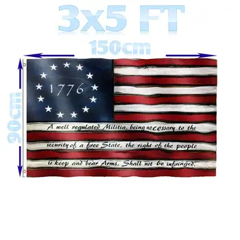 

BENFACTORY Store 3x5 Ft Wood Grain Patriotic 1776 A Well Regulated Militia American Flag Single Layer 100D Polyester