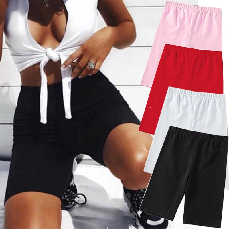Ladies Outdoor Exercise Plain Active Summer Cycling Shorts Stretch Basic Short Solid 4 Color Soft Wear For Women New S-XL | Женская