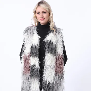 

2019 the new autumn and winter special fox hair imitation fur vest women's coat medium long person to make hair splicing vest