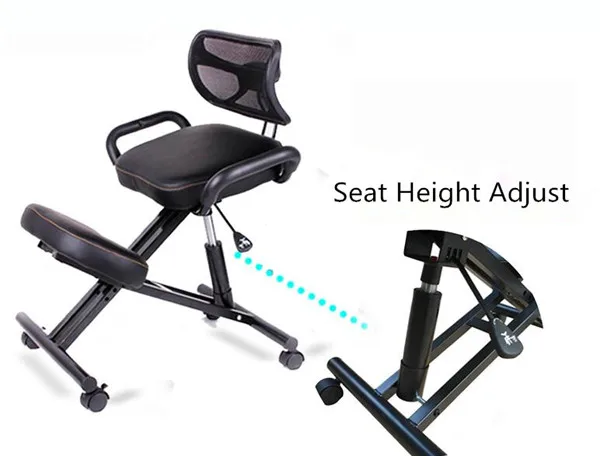 Эргономичный дизайн коленного кресла со спинкой и ручкой офисное кресло на коленях эргономичное кожаное черное кресло с колесиком