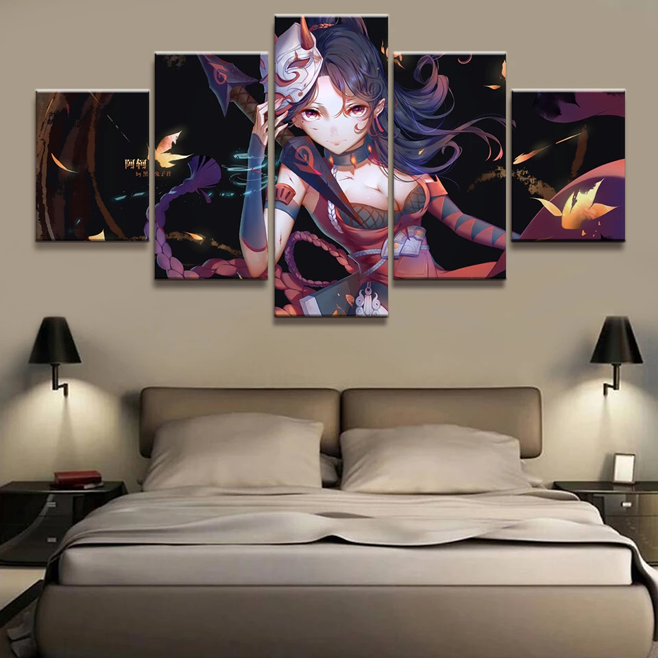 Modular Canvas HD Prints 5 Pieces Acor 5V5 Arena Of Valor Wall Art Posters Anime Paintings Living Room Home Decor Picture Frame | Дом и сад