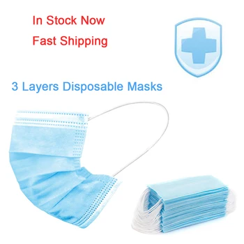 

Disposable Anti-Dust Breathable Face Masks 3 Layers Non Woven Meltblown cloth Masks Protective Earloops Mask Fast delivery