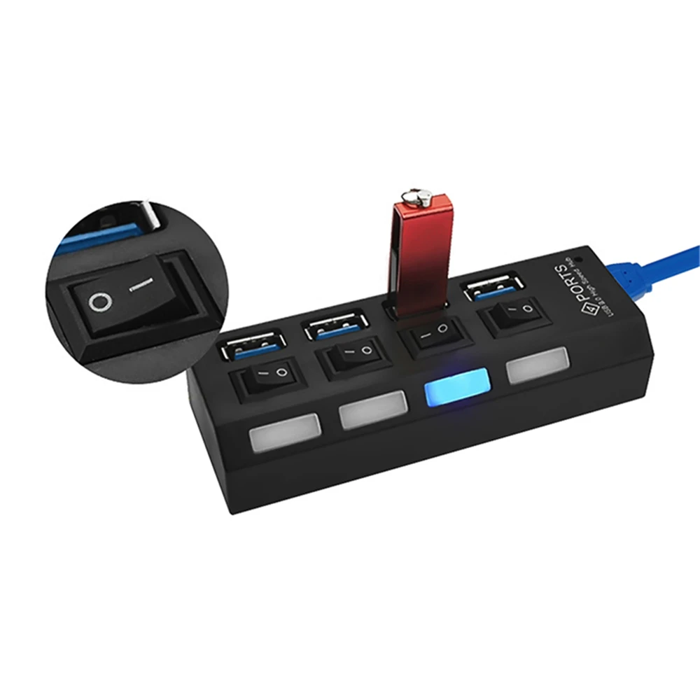 Asunflower 4 порта USB 3,0 концентратор разветвитель Компьютерные аксессуары высокоскоростной концентратор для MacBook Air Pro 4 порта USB 3,0 разветвитель хаб