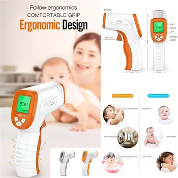 

Contactless Handheld Forehead Gun Temperature Detector Digital Thermometer Infrared Human Thermometer Non-Contact Thermograph 25