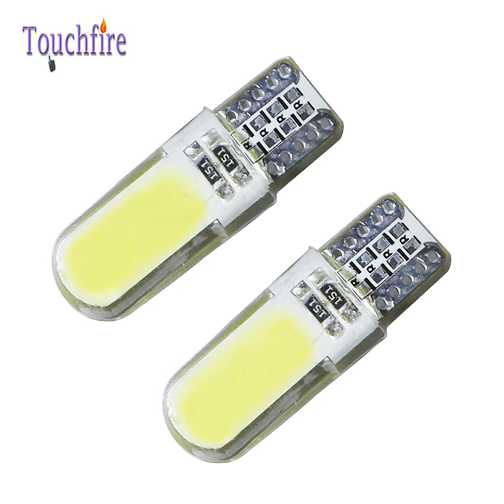 100 шт. T10 W5W COB 194 168 силиконовые автомобильные лампы авто парковочная чтения укрыты внутренной сводной светильник сине-белые Красный 12V автомобильных светодиодных фар для укладки волос