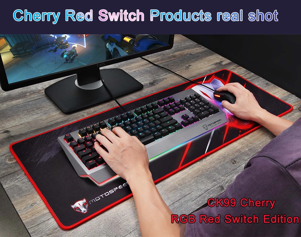 MOTOSPEED CK99 игровая механическая клавиатура RGB подсветка Антибликовое покрытие Cherry Red Switch 104 клавиши USB проводная клавиатура для компьютерных геймеров