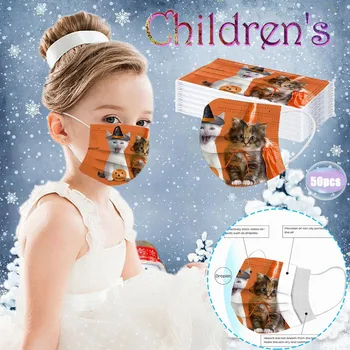 

Children's Mascarillas Face Mask 50 PC Anti-stof Veilig Ademend Halloween Printed Breathable Disposable Mask Daily Care In Stock