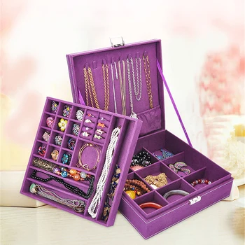 

Large Double-layer Jewelry Storage Box Earring Ring Necklace Watch Storage Box Ladies Lipstick Cosmetics Beauty Makeup Box