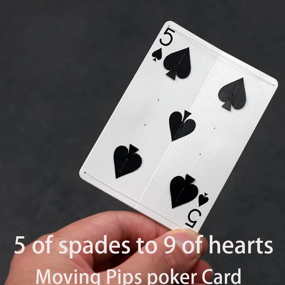 

5 of spades to 9 of hearts Moving Pips poker Card Magic Tricks Card Change Magie Illusion Gimmick Props Magica trucos de magia