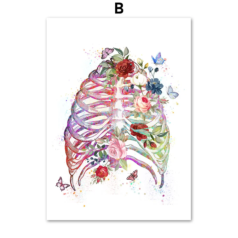 Flower Foot Bone Anatomy Wall Art Canvas Painting Nordic Posters and Prints Doctors Decorated Wall Pictures