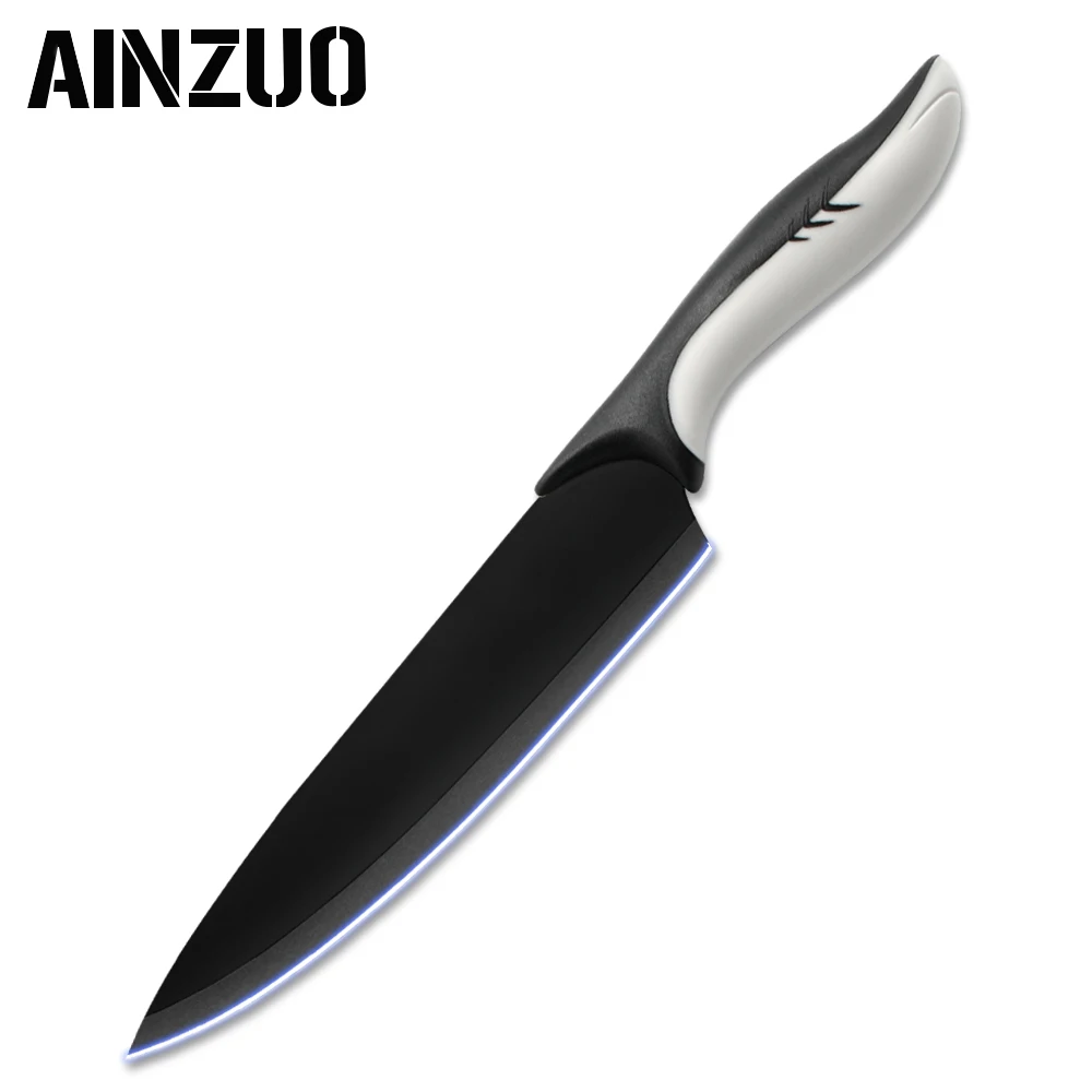 A.8 inch Chef Knife AINZUO 3cr13 кухонные ножи из нержавеющей стали шеф-повара столовые приборы для очистки овощей утилита Santoku шеф-повара нарезки хлеба ручной работы кухонные аксессуары - Цвет: A.8 inch Chef Knife