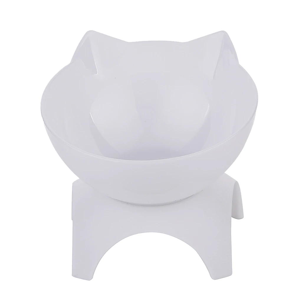 Cute Cat Dog Elevated Bowls 15° Tilted Raised Food Container With Stand Single Bowls Black White