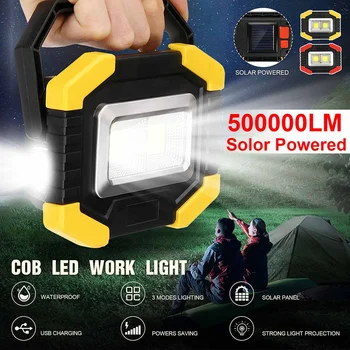 

500000LM 350W Solar/Battery Powered COB LED Floodlight Portable Spotlight Work SpotLight Can As a Power Bank Charging for Phone