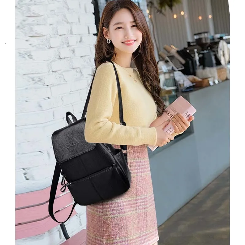 Famous Brand Designer Women PU Leather Backpack Female Casual Travel Bag Teenager School Bag Fashion Women's Bags bolsa feminina