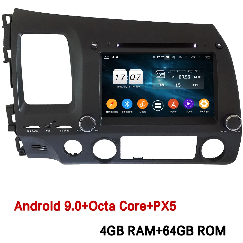 4GB RAM x 64GB ROM Klyde ips 4G wifi Android 9,0 Восьмиядерный 4 Гб ОЗУ 64 Гб ПЗУ DSP BT автомобильный DVD мультимедийный плеер Радио стерео для Honda Civic 2006-2011 - Цвет: 4GB RAM x 64GB ROM