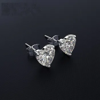 

Classic 925 Sterling Silver Simulated Diamond Anniversary Wedding Heart Earrings For women Jewelry Cute girl gift Wholesale