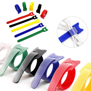 

50Pcs reusable color cable ties, nylon cable ties, T-shaped velcro cable ties, with hook and loop finishing tools