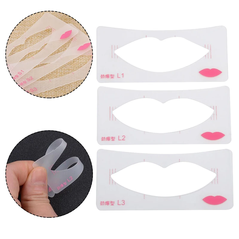 

2019 3 Sets Of New Korean Print Lip Card Lip Lip Design Explosion Type Lip Shape Card Plastic Material Template Makeup Beginner