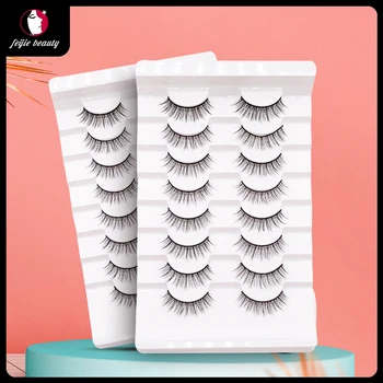 

Faux Mink Eyelashes 8 Pairs Set Natural long Handmade Reusable Makeup False lash Full Strip Lashes Thick Wholesale 3D Eyelash