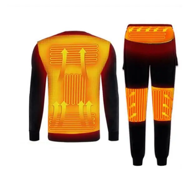 Winter Heated Underwear Fleece Lined Heating Thermal Underwear Set Usb