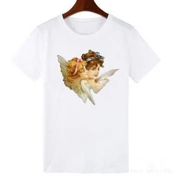 

Cute Angel Girl Print T Shirt Women Short Sleeve O Neck Loose Tshirt 2020 Summer Women Tee Shirt Tops Camisetas Mujer