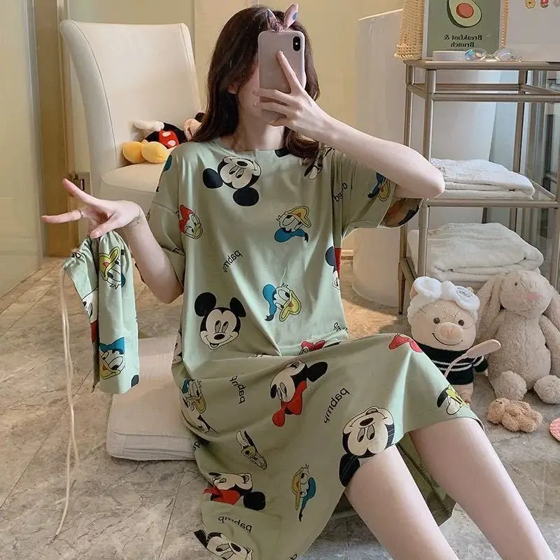 Cloth bag Mickey Minnie print pajamas female summer princess sweet summer cartoon pajamas short-sleeved dress