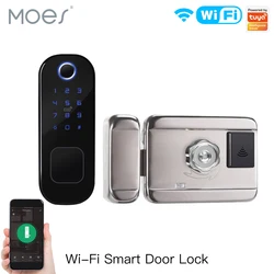 Moes Tuya WiFi Smart Lock Door Fingerprint Lock Smart Home Waterproof Lock Digital Door Lock Password For Home Hotel Security