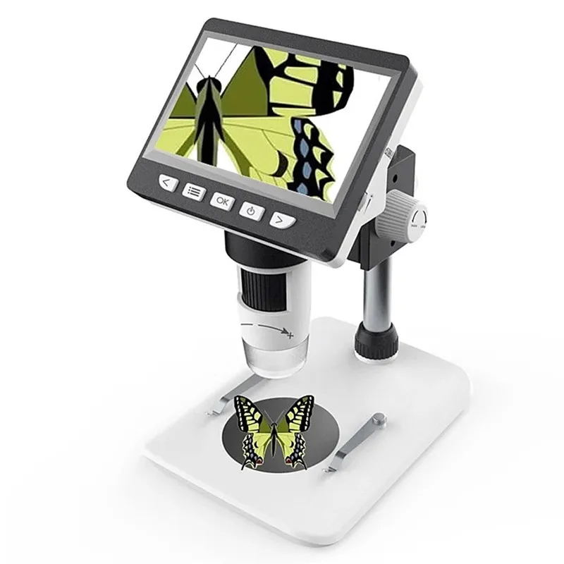 

1000X 4.3 Inches HD 1080P Portable Desktop LCD Digital Microscope Support 10 Languages 8 Adjustable LED Bracket Video Recording
