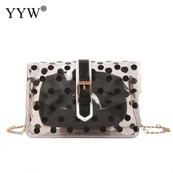 

YYW Transparent Bag With 2 Piece Bag Fashion Pvc Chain Crossbody Bags For Women 2020 Dot Clutch Wallets Jelly Shoulder Handbags
