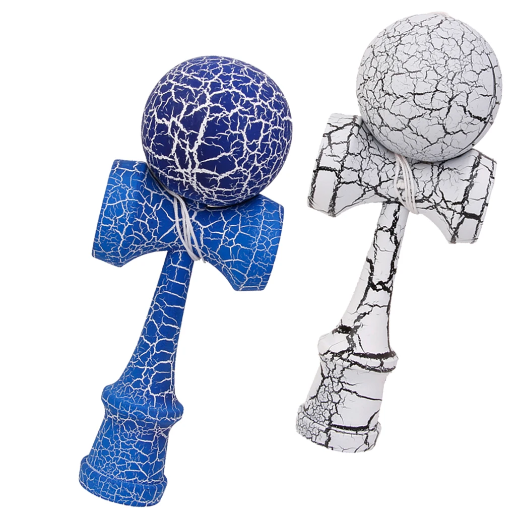 2pcs Cool Crack Paint Kendama Ball Wood Wooden Kids Skill Learning Game Toy
