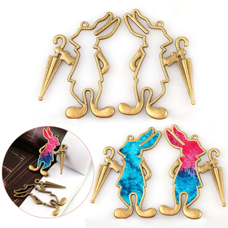 Novo-vintage-coelho-guarda-chuva-antigo-bronze-metal-oco-quadro-conector-encantos-pingente-diy-j-ias