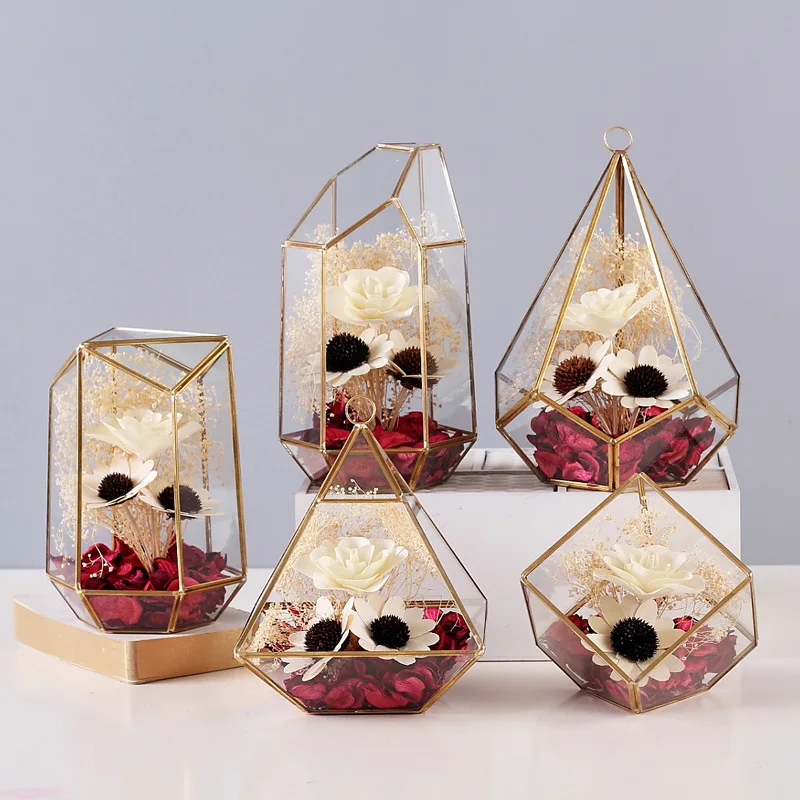 Скандинавское геометрическое стеклянное покрытие Креативный цветочный