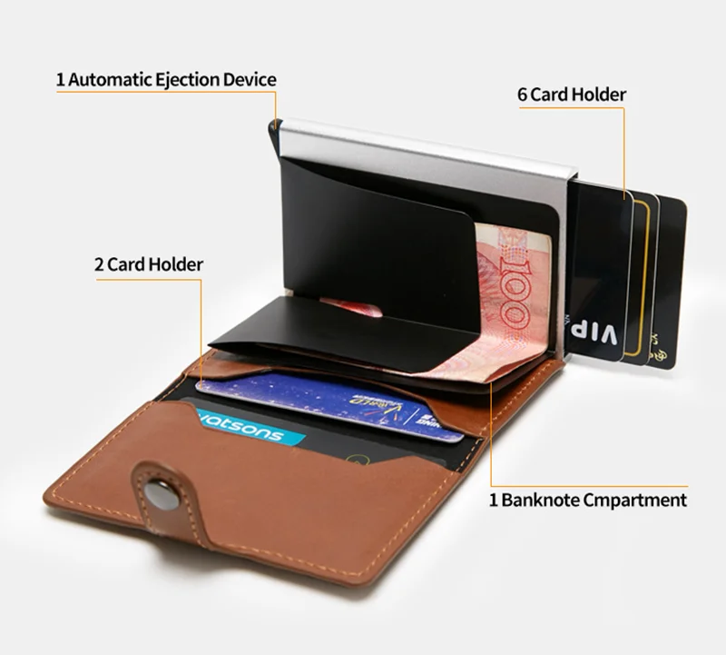 Унисекс RFID автоматический кошелек всплывающий кредитный держатель для карт чехол алюминиевый сплав анти-дегаузсинг Противоугонный RFID ID банковский Чехол для карт