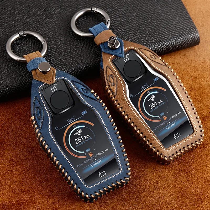 GenuineLeatherCarLEDDisplayKeyCoverKeyCaseforBMW57series