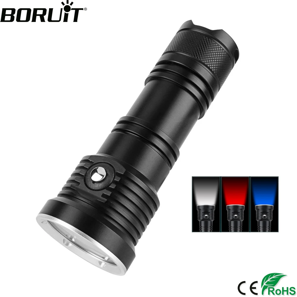 Светодиодная вспышка для подводного плавания BORUiT XM L2 XPE 5 режимов подводное